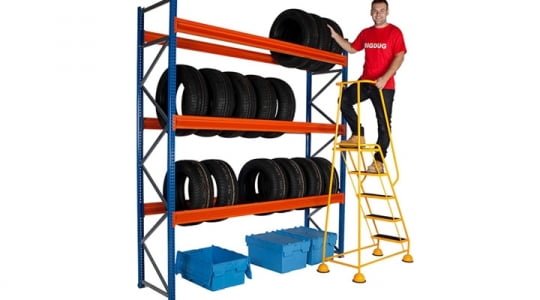 Ladder shelves for industrial goods